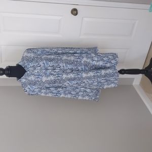 Print Silk Shirt Dress by Tibi Blue Black and White Size Large